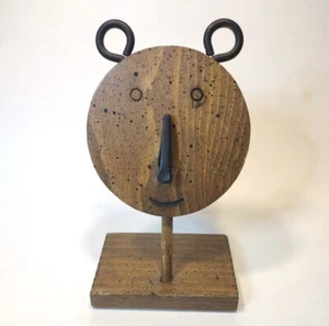 Wooden Bear Recipe Card Note Picture Holder Handcrafted w Clip Nose - Picture 1 of 5