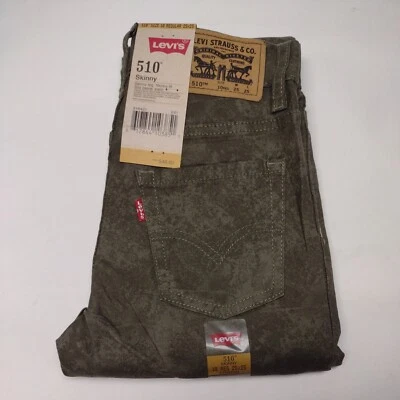 Size 10 25x25 Levi's 510 Skinny Olive Haze Camo Pants Slim Unisex NEW tags NWT - Image 1 of 4
