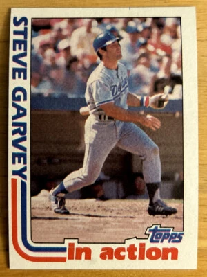 1982 Topps Steve Garvey In Action Baseball Card #180 Dodgers HOF EXMT - Image 1 of 2