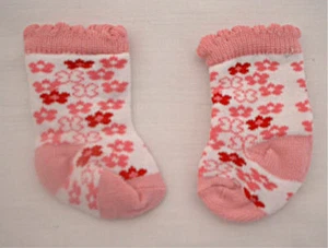 Calcetines de tobillo florales rosa para muñecas American Girl de 18 pulgadas - Imagen 1 de 1
