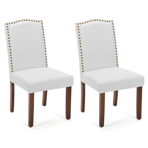 Set Of Two Fabric Dining Chairs, High-Backed Dining Chair, Vintage Design Chair - Picture 1 of 10