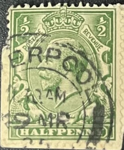 1916 Liverpool 1 .5p Green Used Great Britain Stamp - Picture 1 of 1