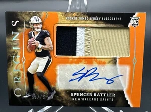 2024 Panini Origins Spencer Rattler Orange RPA 58/75 Auto 3 Color Patch Saints - Picture 1 of 4
