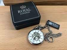Royal London Skeleton Mechanical Pocket watch with  Free engraving,