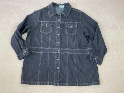 Chaqueta Larga Roaman's Mujer 100% Denim Negra Talla Grande 20W Manga Larga Túnica Foto 1 de 4