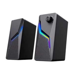 USB Wired Computer Speakers Dynamic RGB Stereo Soundbar for Desktop PC Laptop - Picture 1 of 14