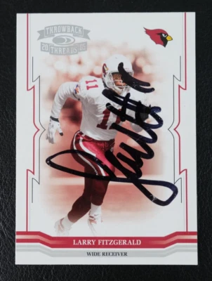 2005 Donruss Throwback Threads #4 Larry Fitzgerald Signed Auto Autograph - Image 1 of 2