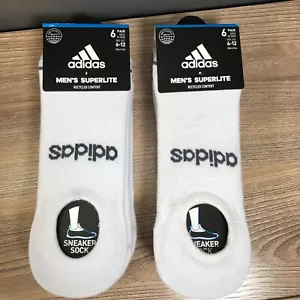 adidas Superlite Super No Show Socks 12 Pair Men's Size 6-12 White Logo NEW - Picture 1 of 7