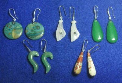 Ohrschmuck - Echtschmuck - Ohrhänger - Jade - Bergkristall - Achat - Rosenquarz - Bild 1 von 4