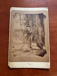 Antique Mexican PHOTOGRAPH Photo Studio MAN SURVEYOR WORKER From 1900's - Picture 1 of 3