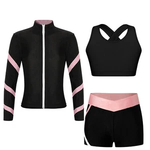 Kids Girls Tracksuit Cross Outfit Keyhole Back Set Long Sleeve Jacket Suit Sets - Picture 1 of 57