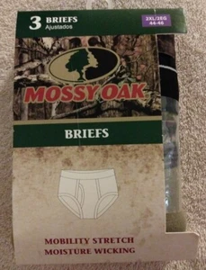 New MOSSY OAK 3-Pk. BRIEFS ~ Mobility Stretch, Moisture Wicking  SIZE 2XL(44-46) - Picture 1 of 2