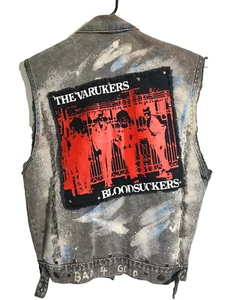 Alamo Denim Punk Rock Vest Varukers Unisex L/XL Custom Vintage Distressed Rare - Picture 1 of 10