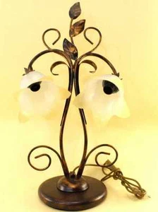 Light Table Lamp Classic Rust Brown With Glass Marta/ L2 - Picture 1 of 1