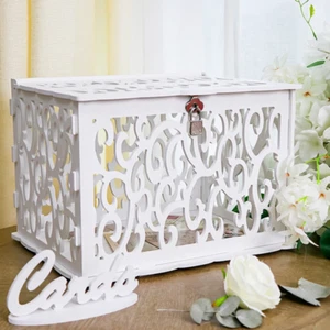 10 Inch Wedding Card Box With Lock PVC Perfect For Weddings And Prom Parties NEW - Picture 1 of 7
