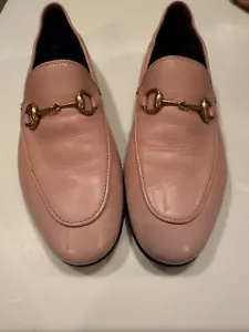 AUTHENTIC Gucci Brixton Horsebit Pink LADIES Leather Loafers Size 38.5 - Picture 1 of 6