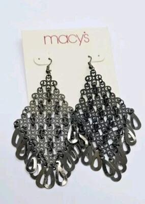 Brincos pendurados com lustre de metal arma 4 pol perfurados anos 80 - Imagem 1 de 4