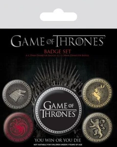 OFFICIAL LICENSED - GAME OF THRONES - FOUR GREAT HOUSES 5 BADGE PACK LANNISTER - Picture 1 of 1