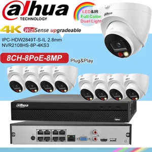 Plug Play Dahua 4K 8MP 8CH Home Security Camera System PoE IPC-HDW2849T-S-IL lot - Afbeelding 1 van 19