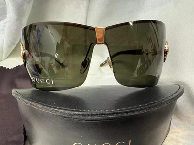 Rare GUCCI Vintage Sunglasses Gray Lens GG2783 Gold Frame Round Italy Designer — 第 1/4 张图片