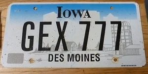 IOWA NUMMERNSCHILD BLAU/WEISS FARM-SILO GEX 777 AUS DES MOINES COUNTY ABGELAUFEN - Bild 1 von 4