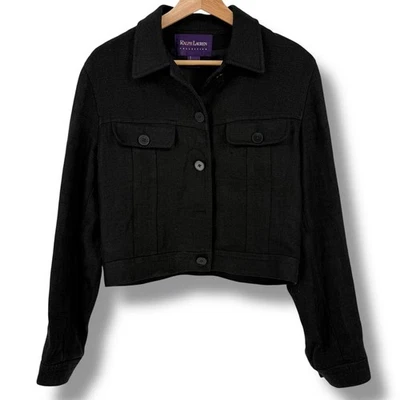 Chaqueta corta Ralph Lauren Purple Label Collection 100 % lino negra talla 10 EE. UU. Foto 1 de 4