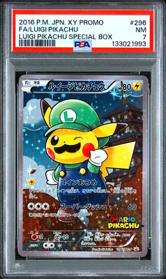 PSA 7 Luigi Pikachu 296/XY-P Special Box Mario Promo 2016 Japanese Pokemon Card - Image 1 of 2
