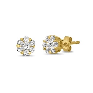 1.5Ct Lab Grown Diamond Composite Stud Earrings 14K Yellow Gold for Women 2.84gm - Picture 1 of 7