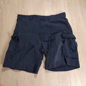 Vintage Polo Ralph Lauren Cargo Shorts Mens 40 Blue Baggy Military Twill Canvas - Picture 1 of 15