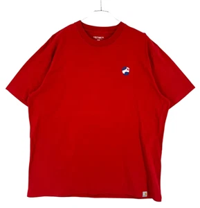 CARHARTT Men Casual Red Crew Neck T-Shirt Size 2XL - Imagen 1 de 7