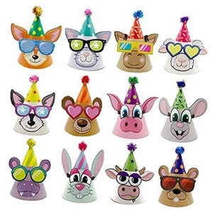 Birthday Hats for Kids DIY Party Hats I PACK OF 12 Cone Party Hats for Kids, - Picture 1 of 8