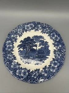 Enoch Wedgwood Tunstall "Woodland" Muster Teller weiß & blau - 10 Zoll - Bild 1 von 4