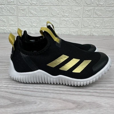 Adidas RapidaZen 2.0 C Tenis Niños Talla 12K Negro Dorado Sin Cordones Elástico Parte Superior Baja Foto 1 de 4