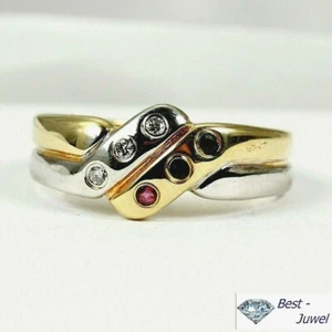 Ring in 585 Gold 14 Karat Rubin, Saphir, Smaragd, Brill.0,06 ct. mehrfarbig - Bild 1 von 4