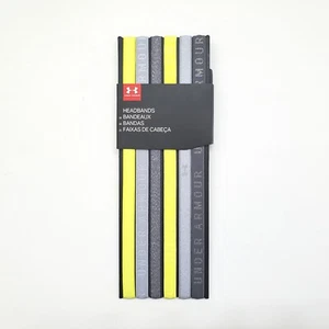 Under Armour UA Headbands Yellow/Grey 6 Pack Brand New- 1311044 Tokyo Lemon - Picture 1 of 2