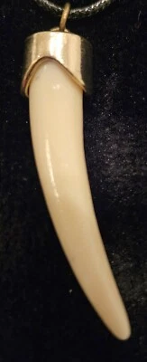 CUERNO DE ELEFANTE COLOR CREMA COLMILLO CON COLLAR AJUSTABLE CUERNO DE IMITACIÓN 2" DESCONTI Foto 1 de 3