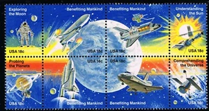 US 1912-19 = 18¢ NASA Space Achievement Block of 8 = MINT VF OG NH - NONE BETTER - Picture 1 of 1