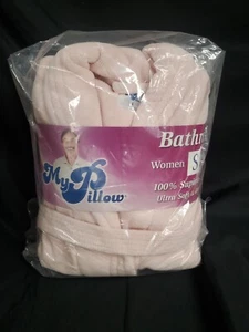 MyPillow Women's Bathrobe 100% Supima Cotton Blush Pink Sz. S NEW Sealed - Picture 1 of 4