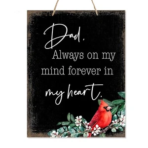 Memorial Hanging Gift Ribbon Sign for Loss of Loved One 12x15 - Dad Always On My - Picture 1 of 18