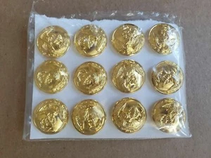 Lot of 12 Brand New USMC Eagle / Anchor 1" Gold Plated Buttons, High Profile - Picture 1 of 4