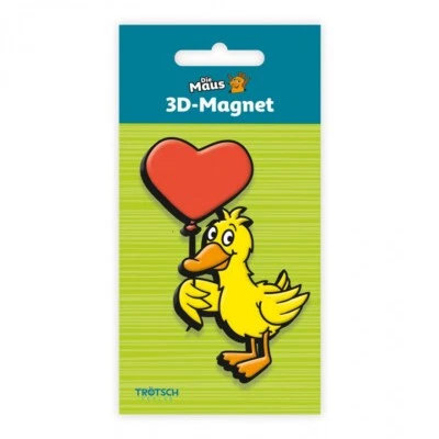 TRÖTSCH-VERLAG Ente mit Herz Magnet 3D Pinwandmagnet aus der Sendung mit der Maus