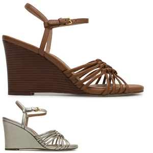 Cole Haan Womens Sandals Jitney Knot Wedge Casual Buckle Ankle-Strap Leather - Picture 1 of 9