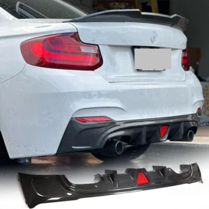 For BMW F22 F23 M235i M240i 2014-2019 REAL CARBON Rear Bumper Diffuser Lip W/Led - Picture 1 of 14