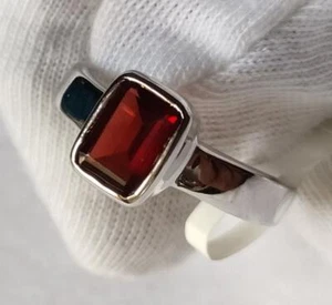 4.24 Ct Garnet Sterling Silver Bezel Set Ring - Picture 1 of 4