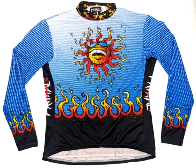 Jaqueta de ciclismo vintage PRIMAL WEAR Sun Burn Flame Cycle com zíper, feminina G, azul - Imagem 1 de 4