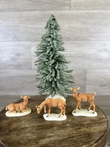 Vintage Lemax Weihnachtsdorf Figuren / Zubehör Hirsch & Flaschenbürste Waldbaum - Bild 1 von 13