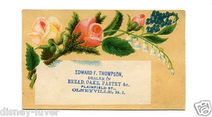 Vintage Trade Card EDWARD THOMPSON Bread Cake Pastry OLNEYVILLE RI flowers - Picture 1 of 2