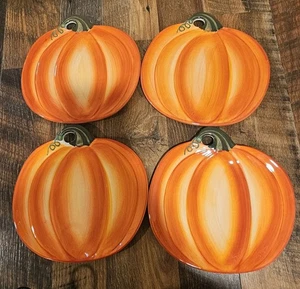 Valerie Parr Hill Vtg Pumpkin Plates Set Of 4 - Picture 1 of 4
