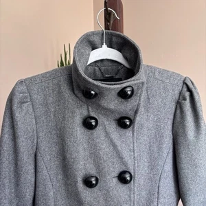 Black Rivet Women’s S Pea Coat Dbl. Breasted Wool Blend Quiet Luxury Preppy - Picture 1 of 16