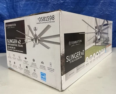 Fanimation Studio Collection Slinger v2 72-in Brushed Nickel with Gray Blades - Image 1 of 4